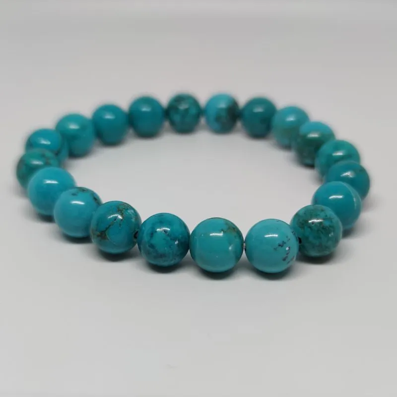 Turquoise Howlite Round Bead Crystal Bracelet