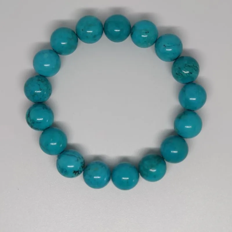 Turquoise Howlite Round Bead Crystal Bracelet