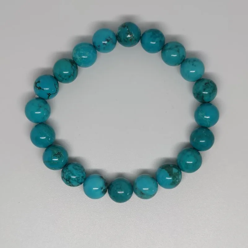 Turquoise Howlite Round Bead Crystal Bracelet