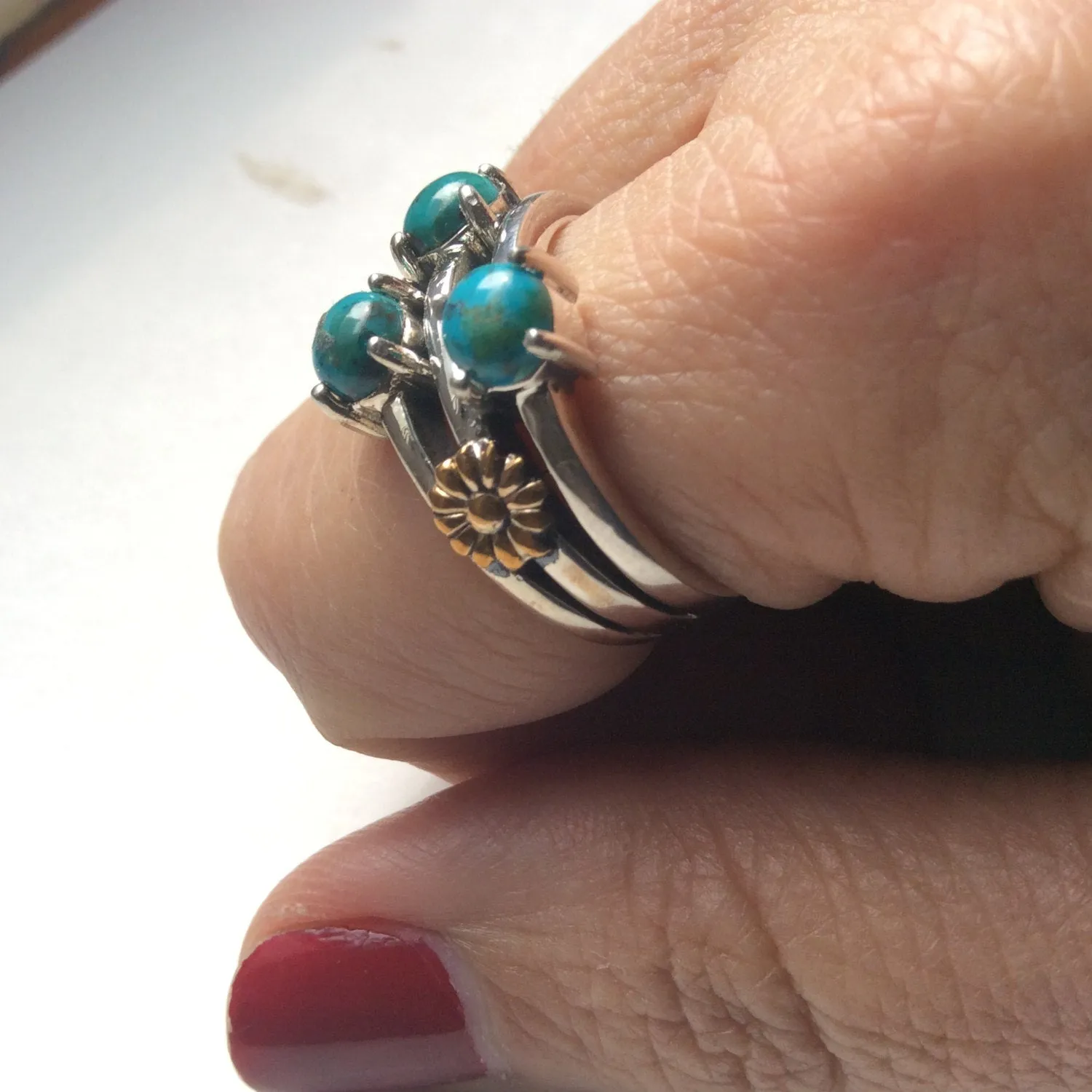 Turquoise Silver Ring - What Makes You Happy.