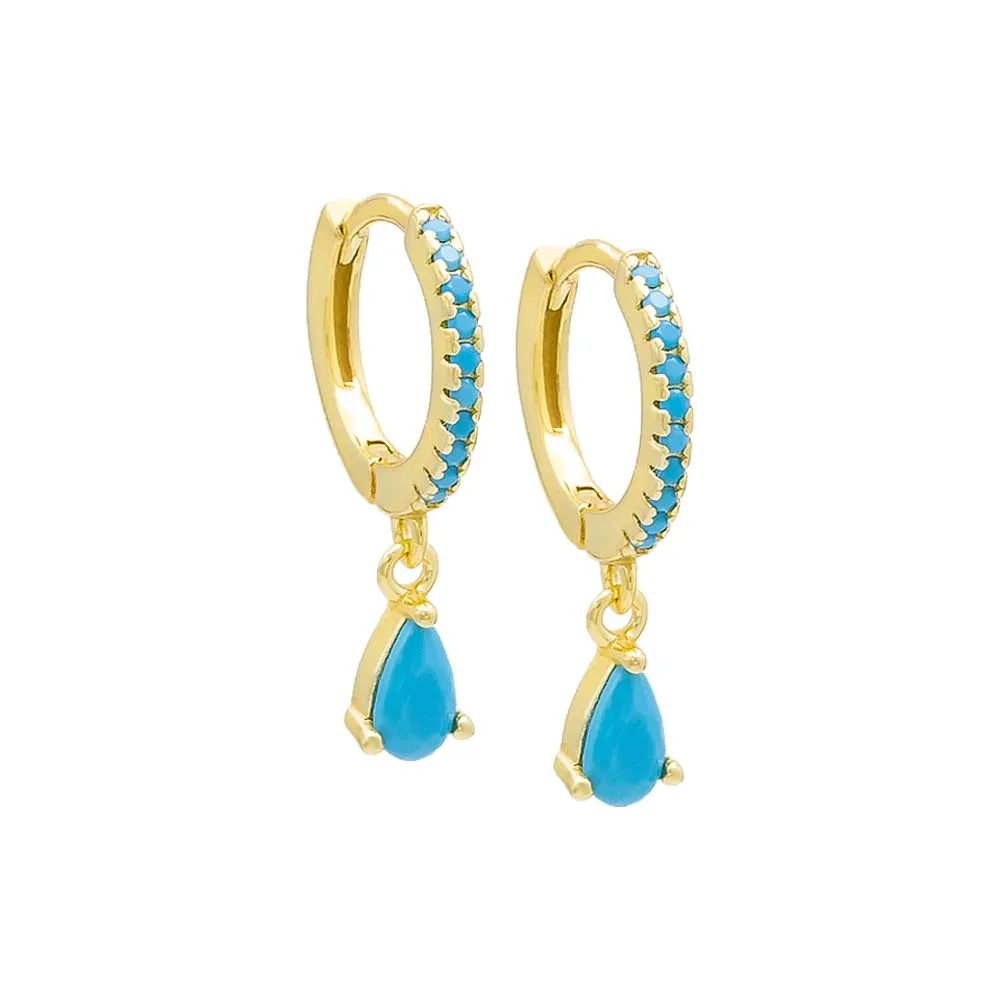 Turquoise Teardrop Huggie Earring