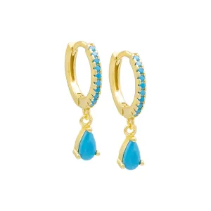 Turquoise Teardrop Huggie Earring