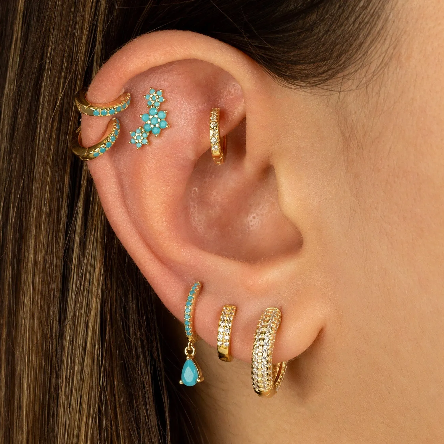 Turquoise Teardrop Huggie Earring
