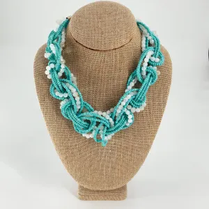 Turquoise/White Beaded Necklace