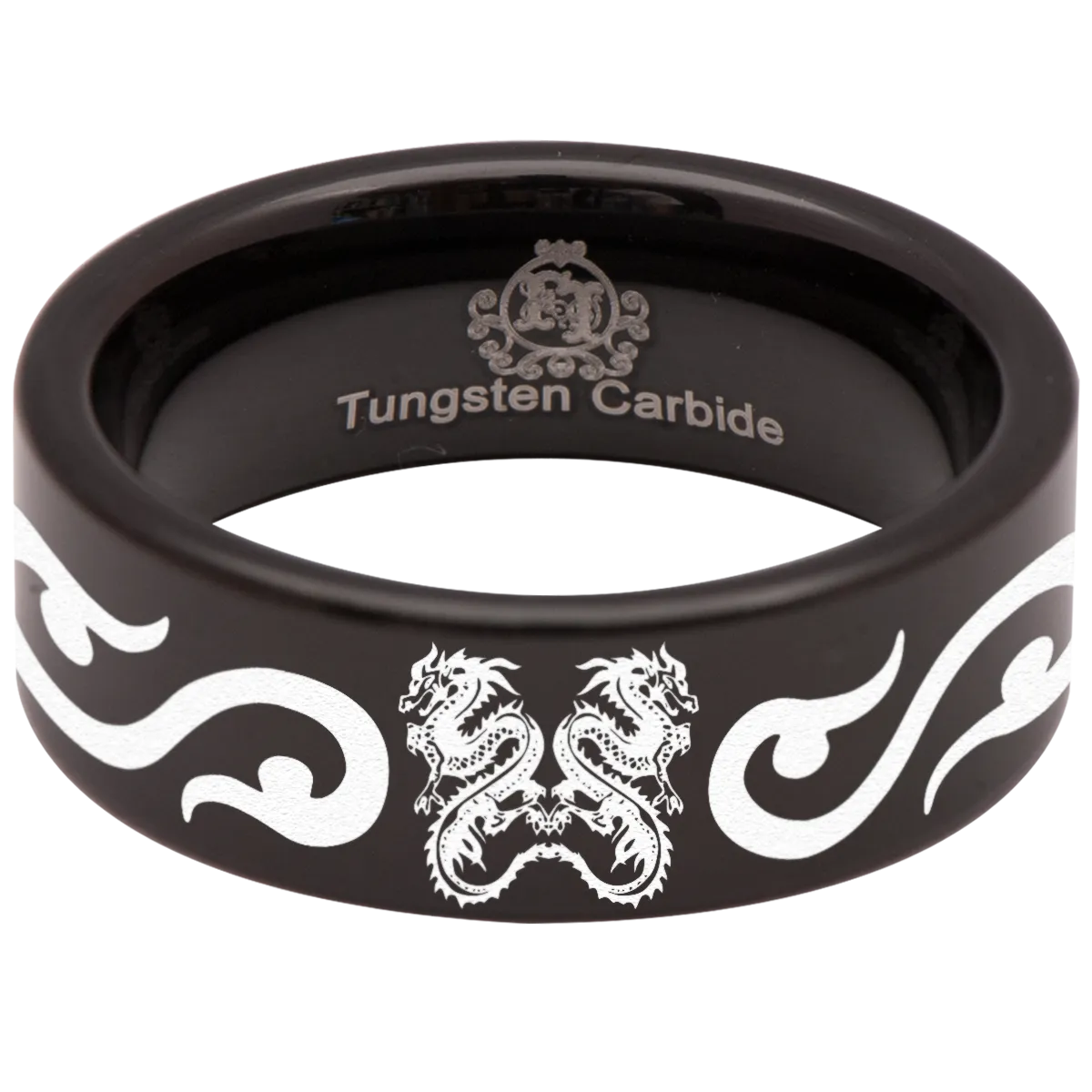 Twin Tribal Dragon Tungsten Carbide Ring
