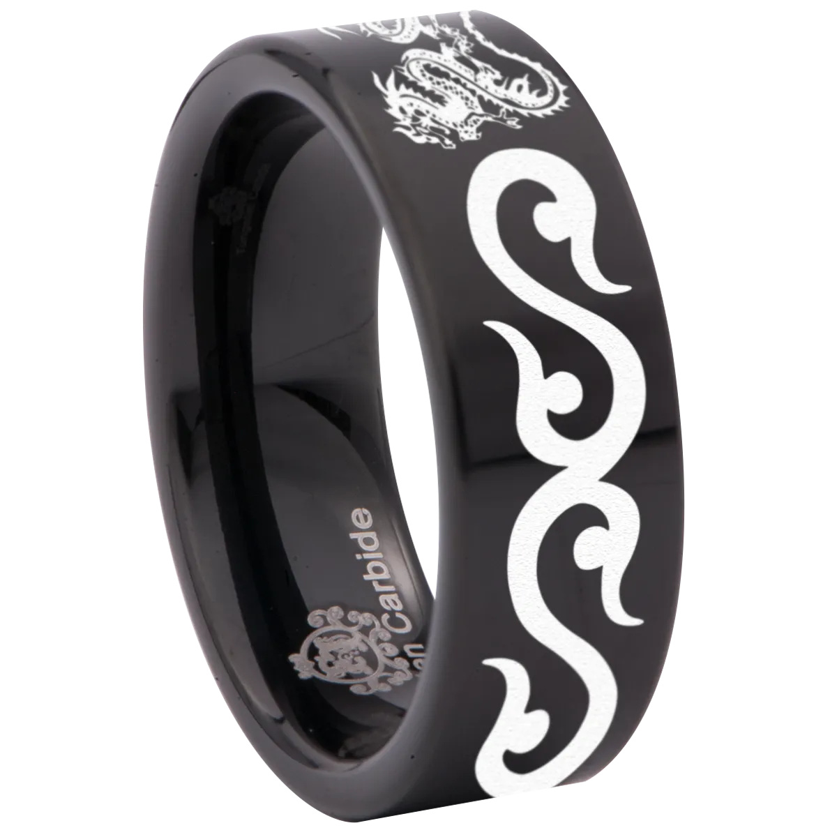 Twin Tribal Dragon Tungsten Carbide Ring