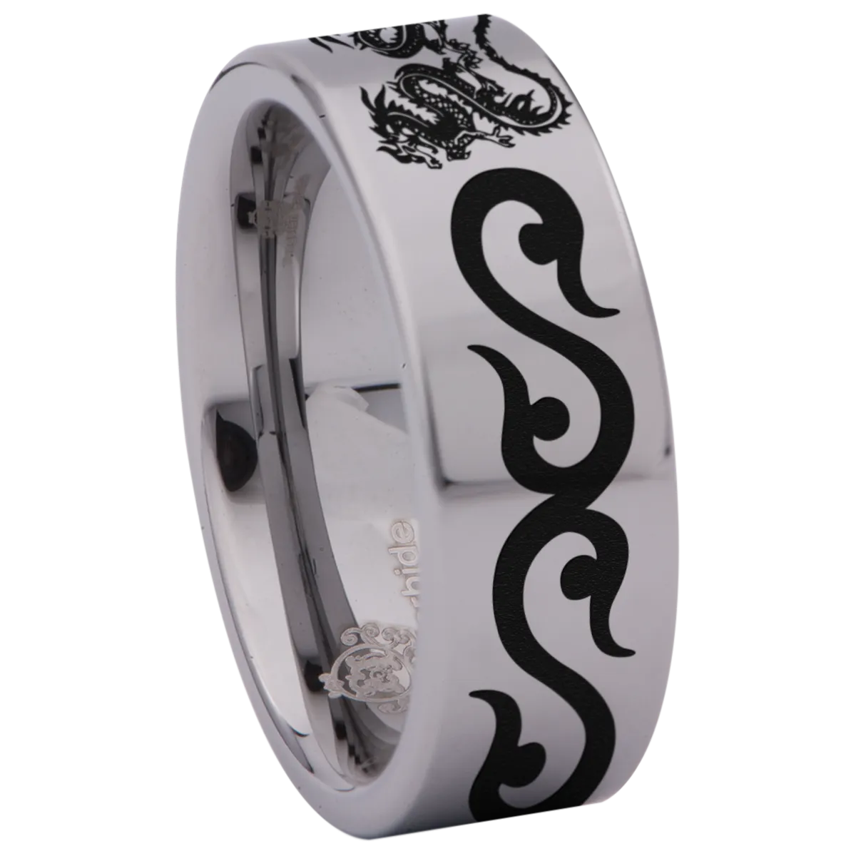 Twin Tribal Dragon Tungsten Carbide Ring