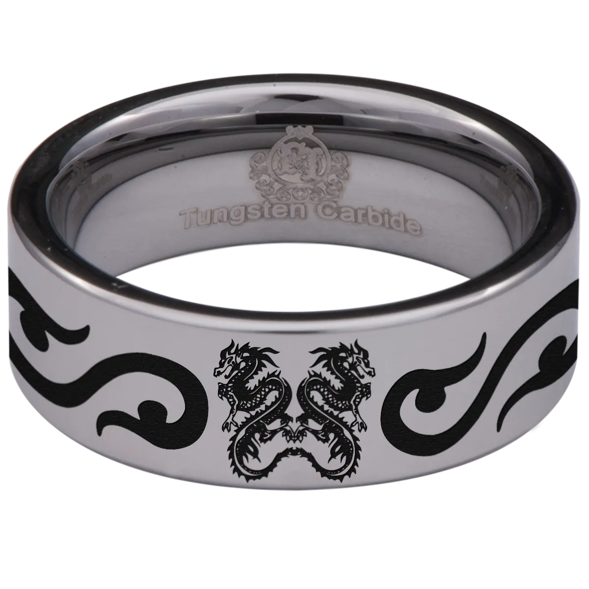 Twin Tribal Dragon Tungsten Carbide Ring