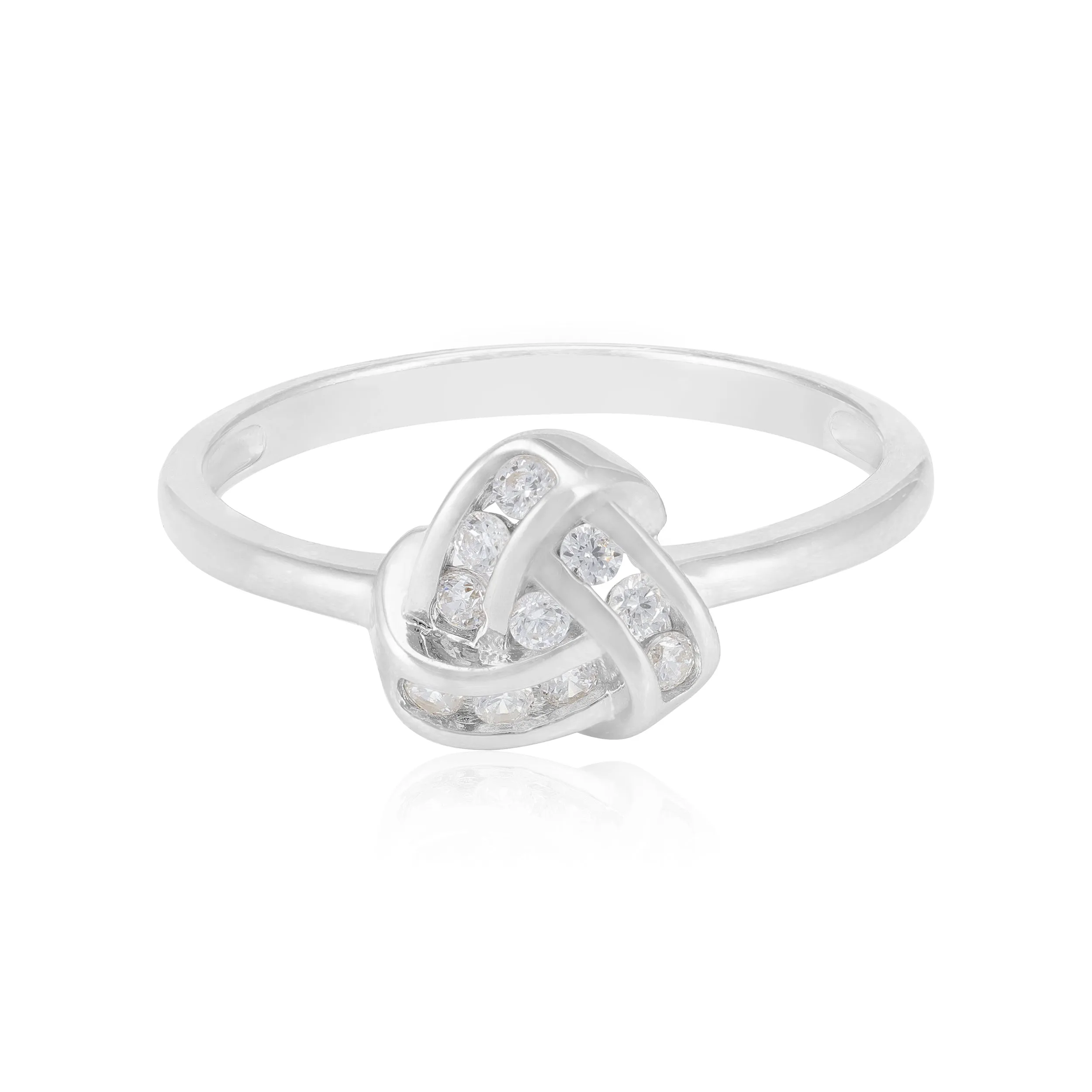 Twisted Knot Rhodium Plated 925 Sparkling Stone Rings