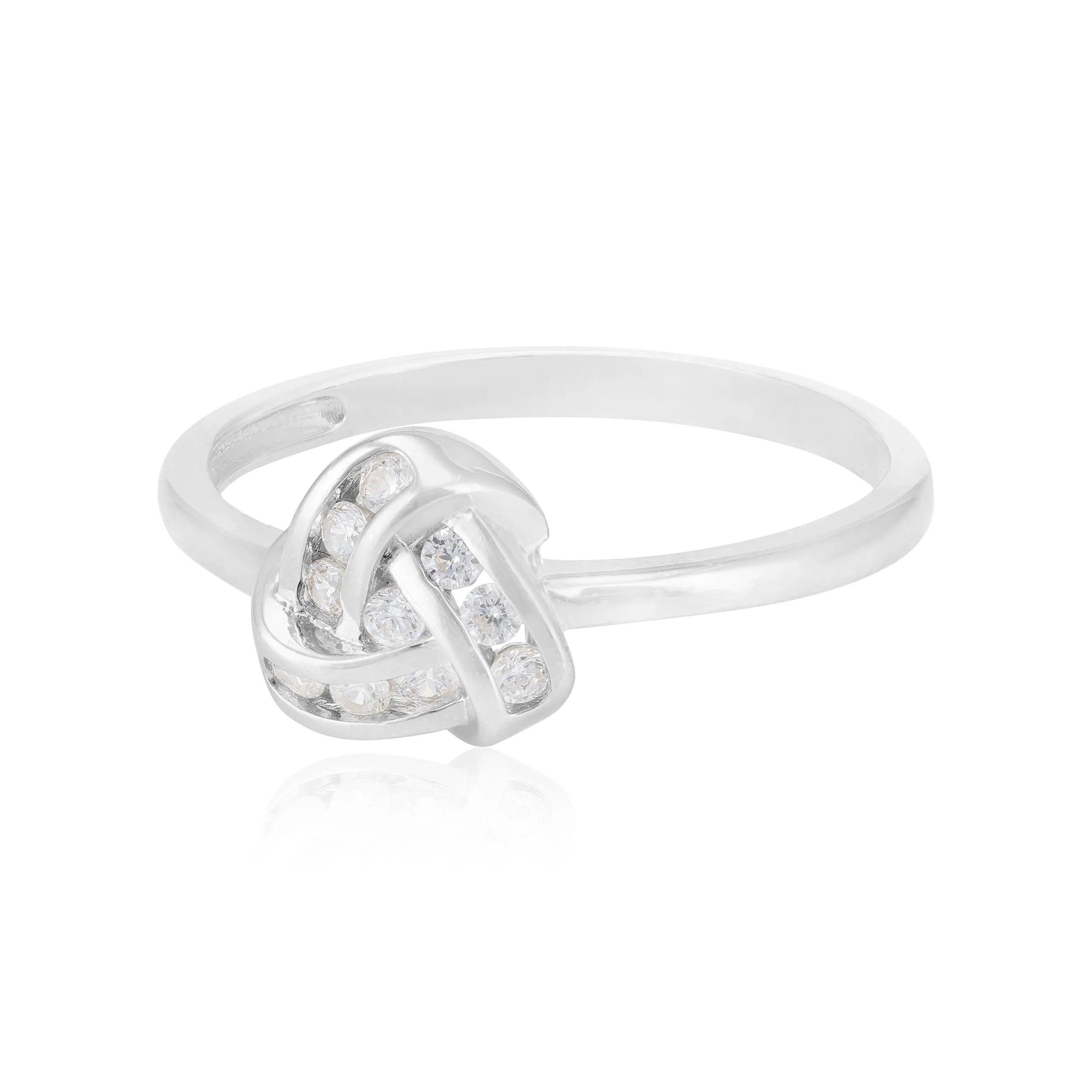 Twisted Knot Rhodium Plated 925 Sparkling Stone Rings