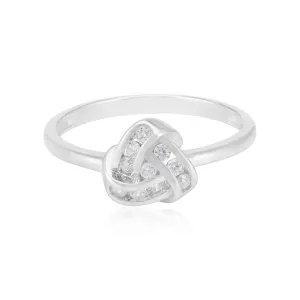 Twisted Knot Rhodium Plated 925 Sparkling Stone Rings