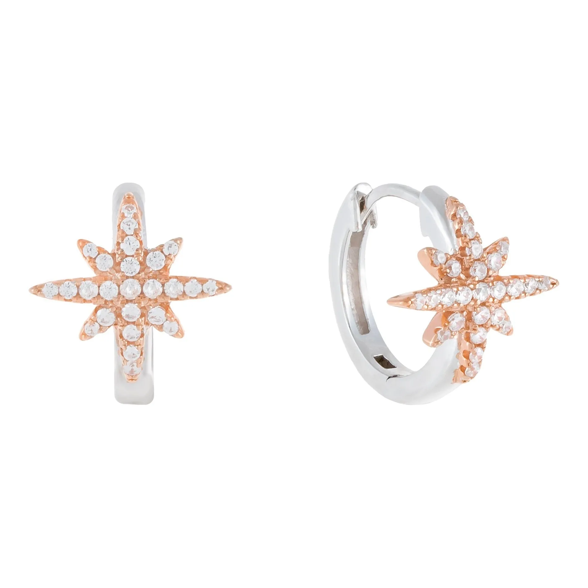 Two-Tone Starburst Huggie Earring