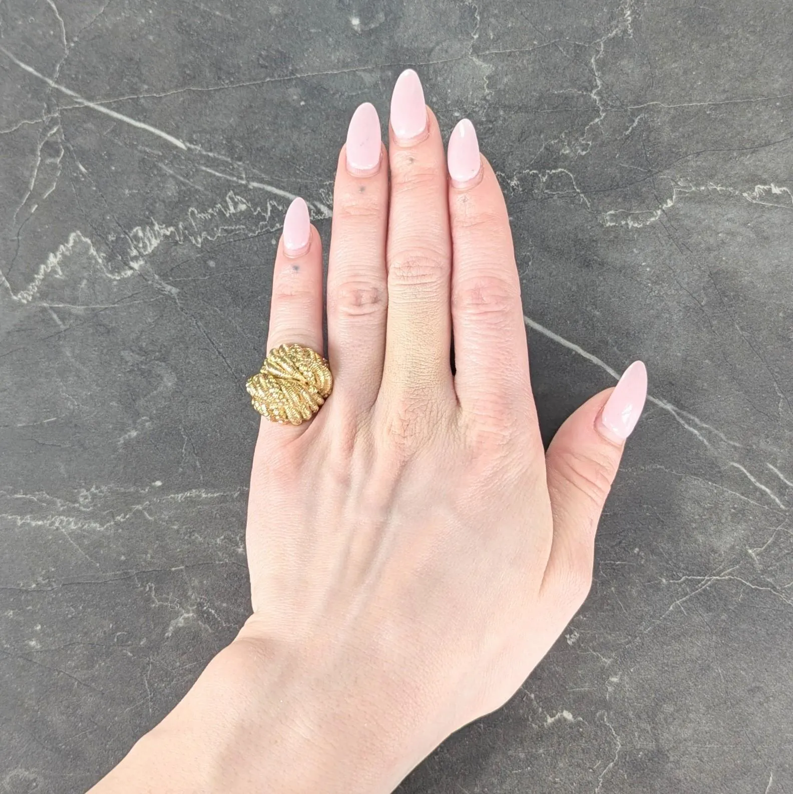 Van Cleef & Arpels French 1960's 18 Karat Yellow Gold Twisted Rope Knot Vintage Dome Ring