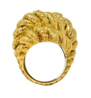 Van Cleef & Arpels French 1960's 18 Karat Yellow Gold Twisted Rope Knot Vintage Dome Ring
