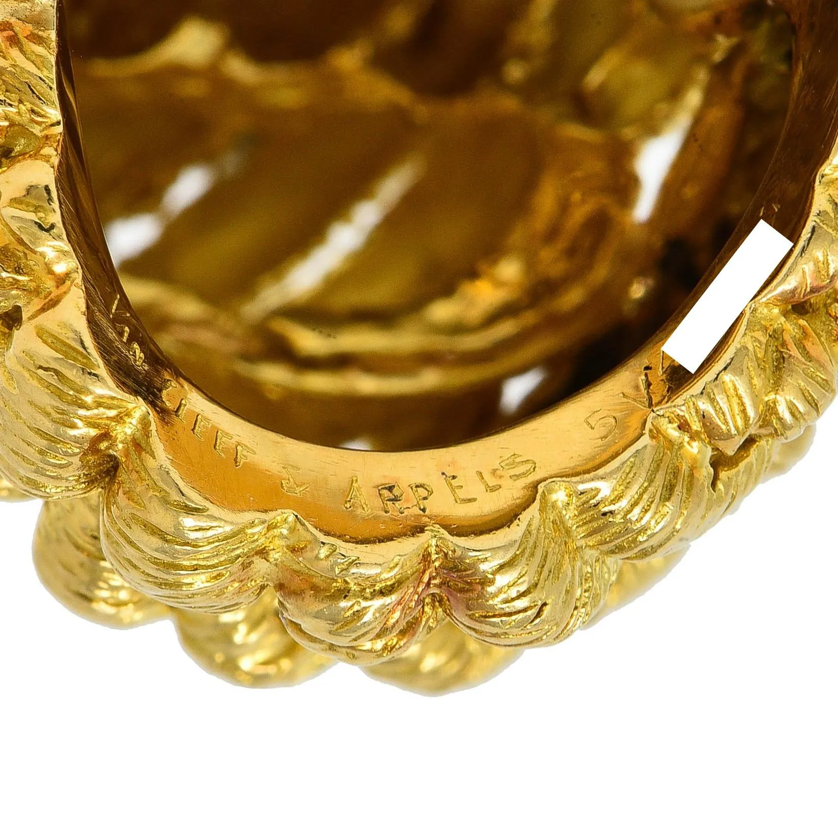 Van Cleef & Arpels French 1960's 18 Karat Yellow Gold Twisted Rope Knot Vintage Dome Ring