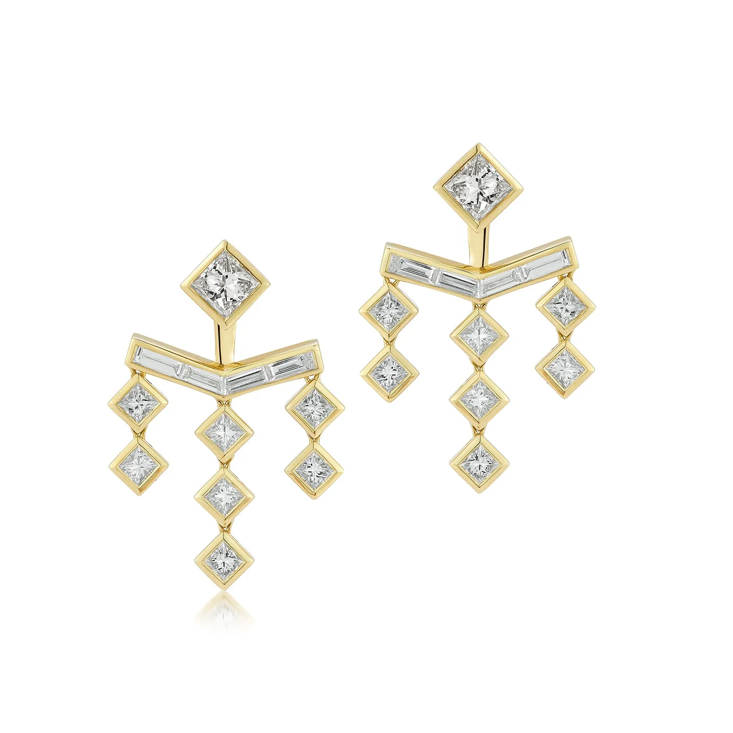 Vibrations Three Drop Fringe Earrings in Diamond