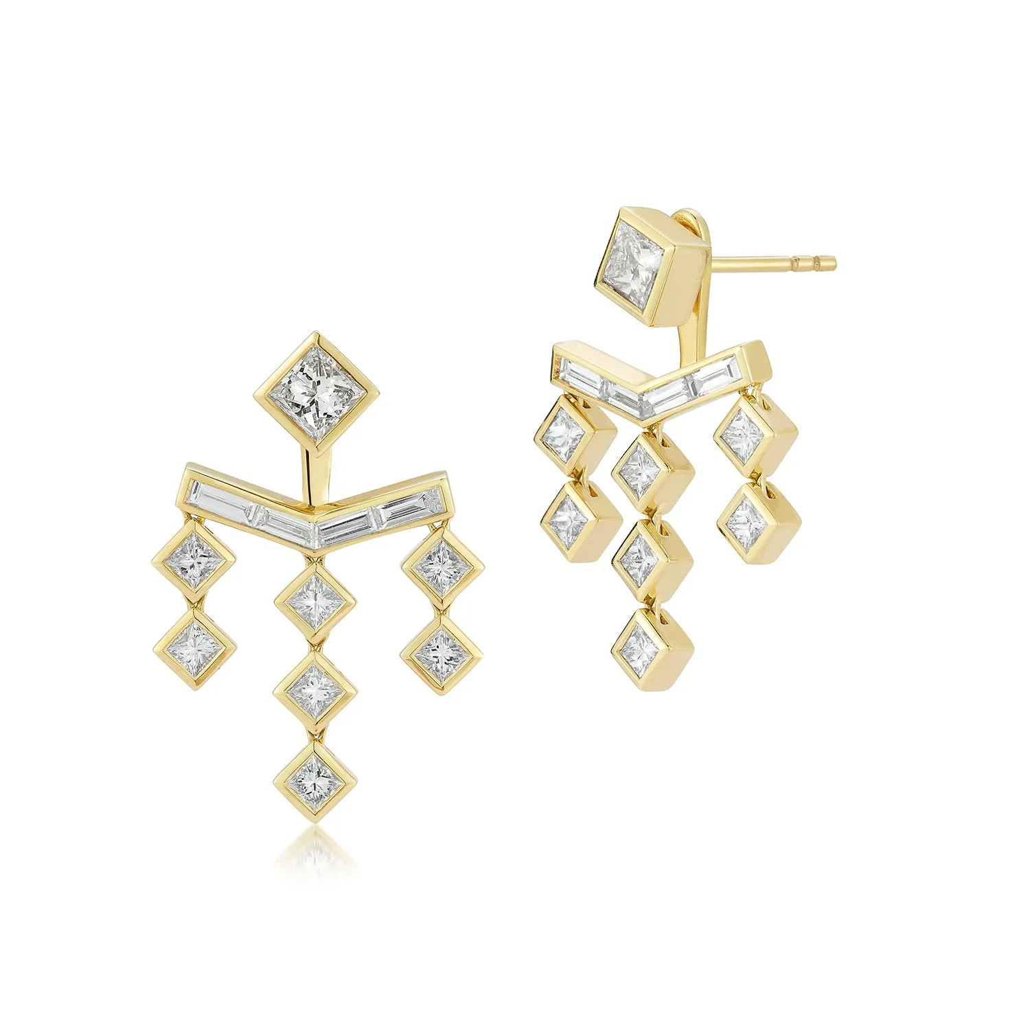 Vibrations Three Drop Fringe Earrings in Diamond