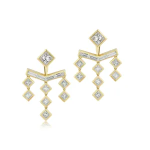 Vibrations Three Drop Fringe Earrings in Diamond