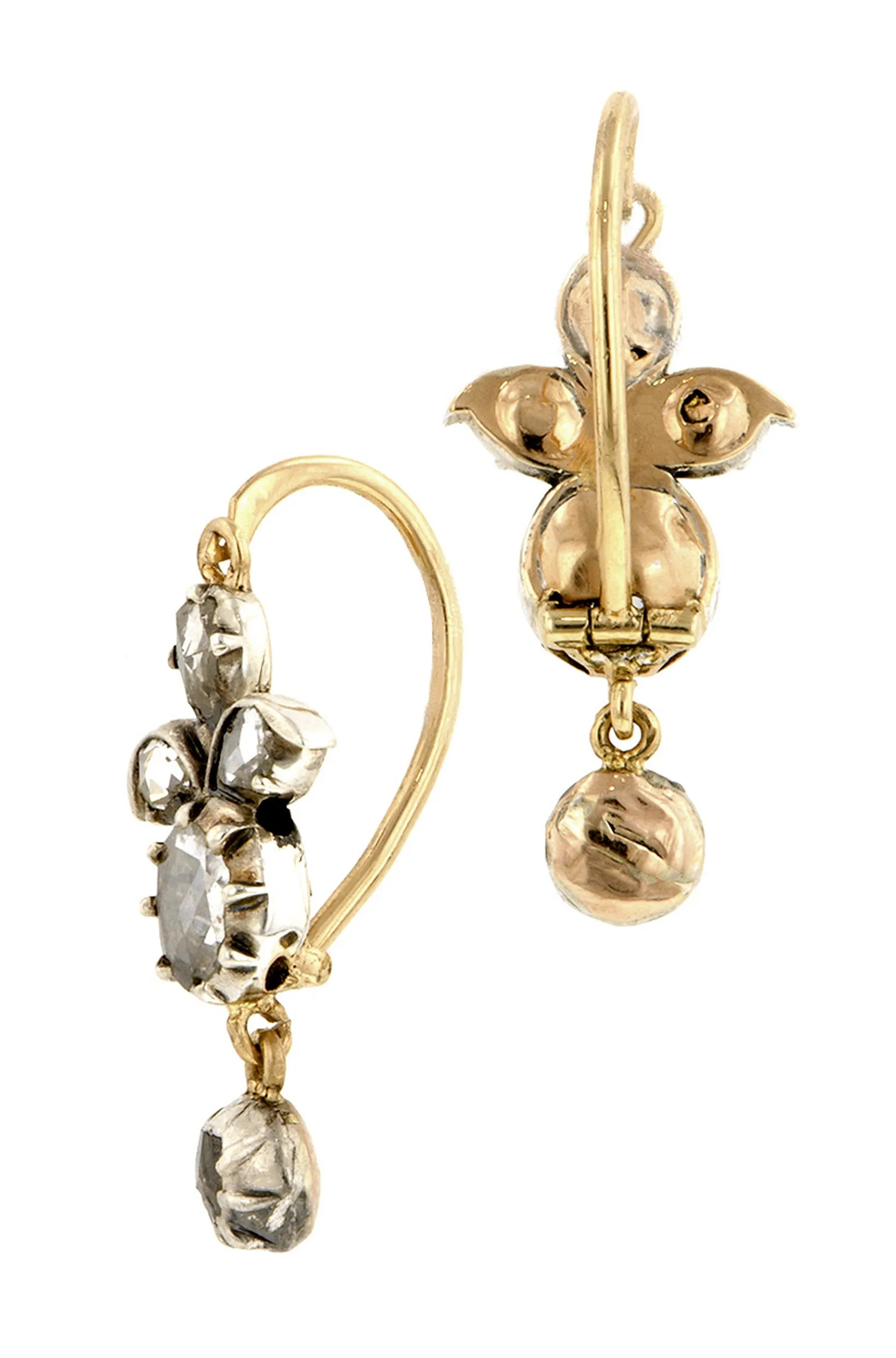 Victorian Rose Cut Diamond Drop Earrings