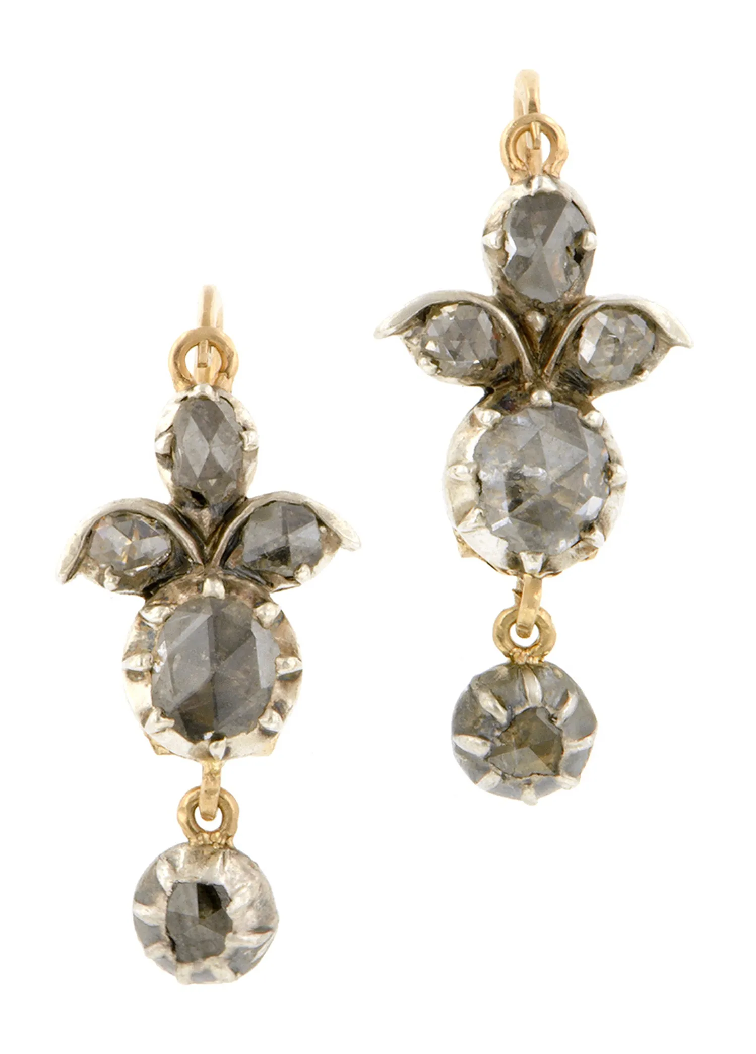 Victorian Rose Cut Diamond Drop Earrings