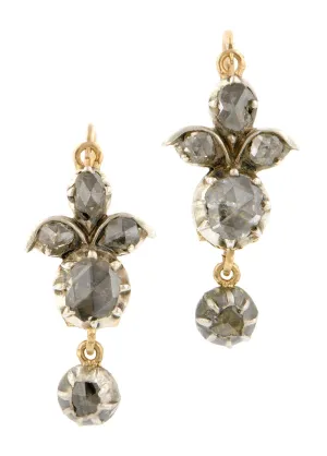 Victorian Rose Cut Diamond Drop Earrings