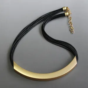 Vintage Alloy Circle Pendant Lots of Black Leather Chain Statement Necklaces Fashion Jewelry For Ladies JJ97