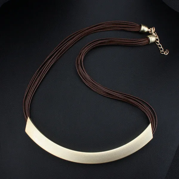 Vintage Alloy Circle Pendant Lots of Black Leather Chain Statement Necklaces Fashion Jewelry For Ladies JJ97