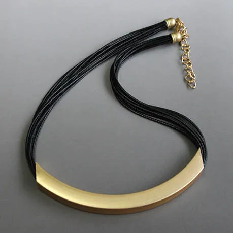 Vintage Alloy Circle Pendant Lots of Black Leather Chain Statement Necklaces Fashion Jewelry For Ladies JJ97