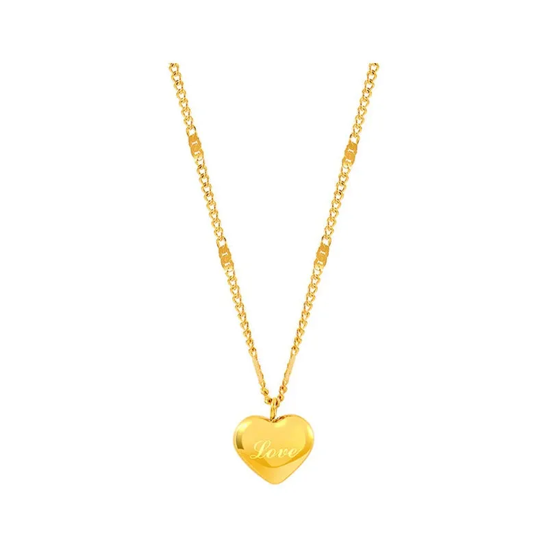 Vintage Gold Heart Pendant Choker Necklace