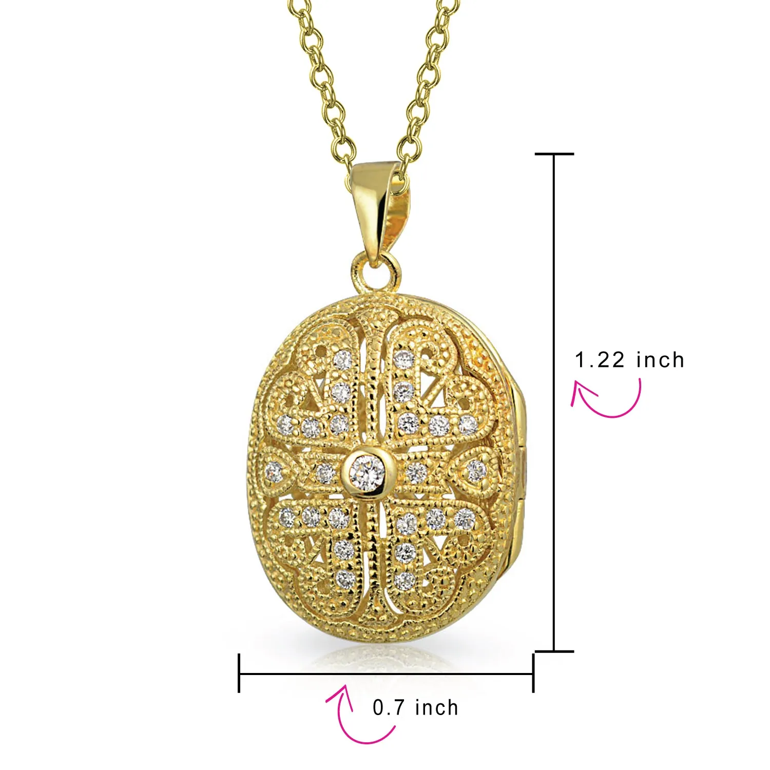Vintage Oval Heart Flower Oil Perfume Diffuser Gold Plated Locket