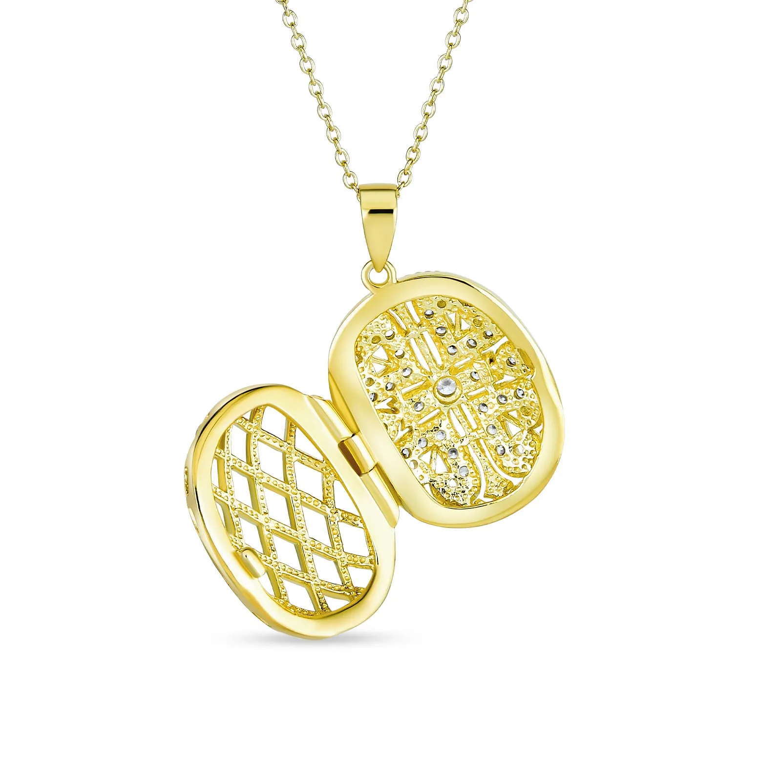 Vintage Oval Heart Flower Oil Perfume Diffuser Gold Plated Locket