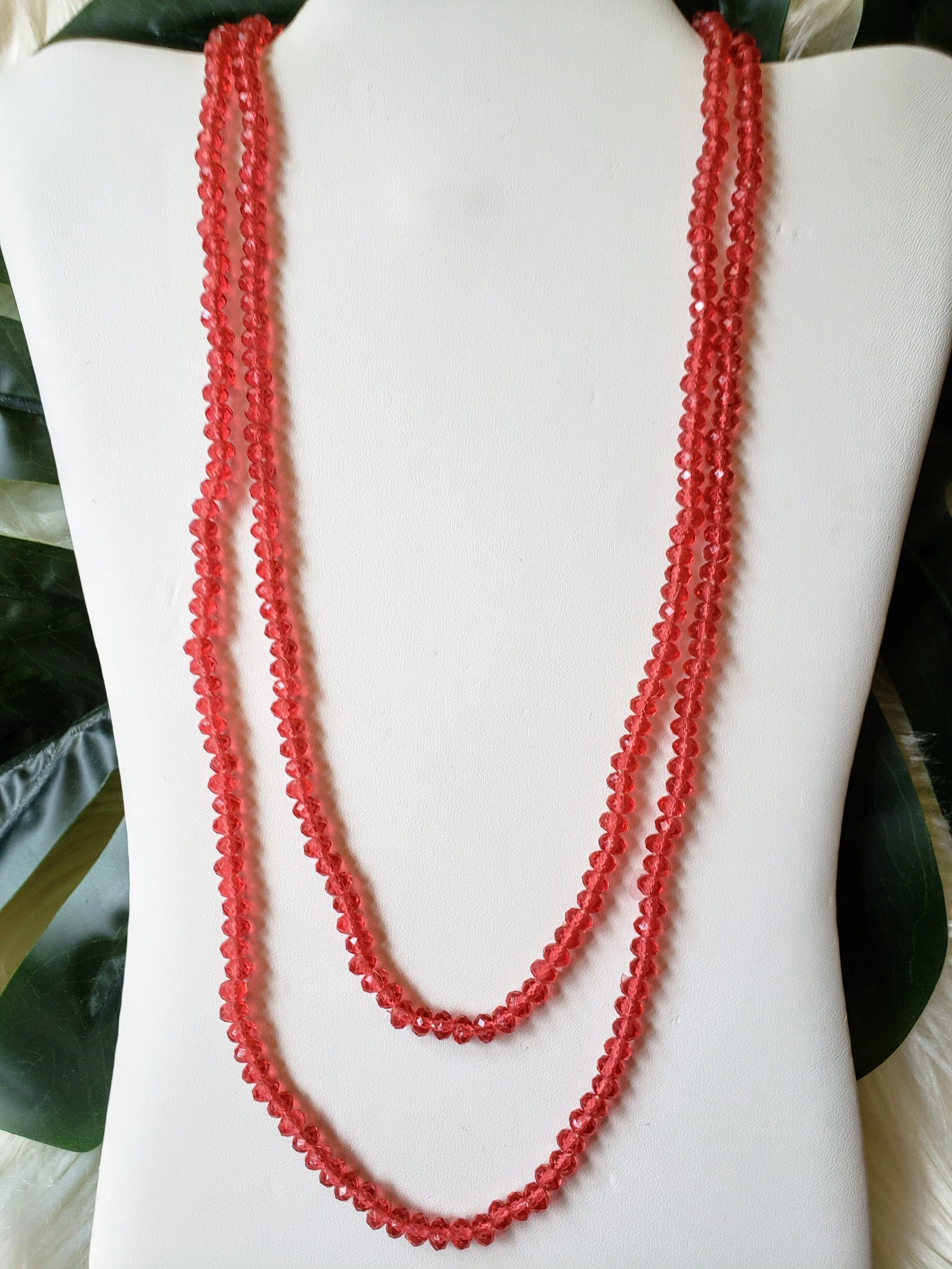 Vintage - Red Beaded Necklace