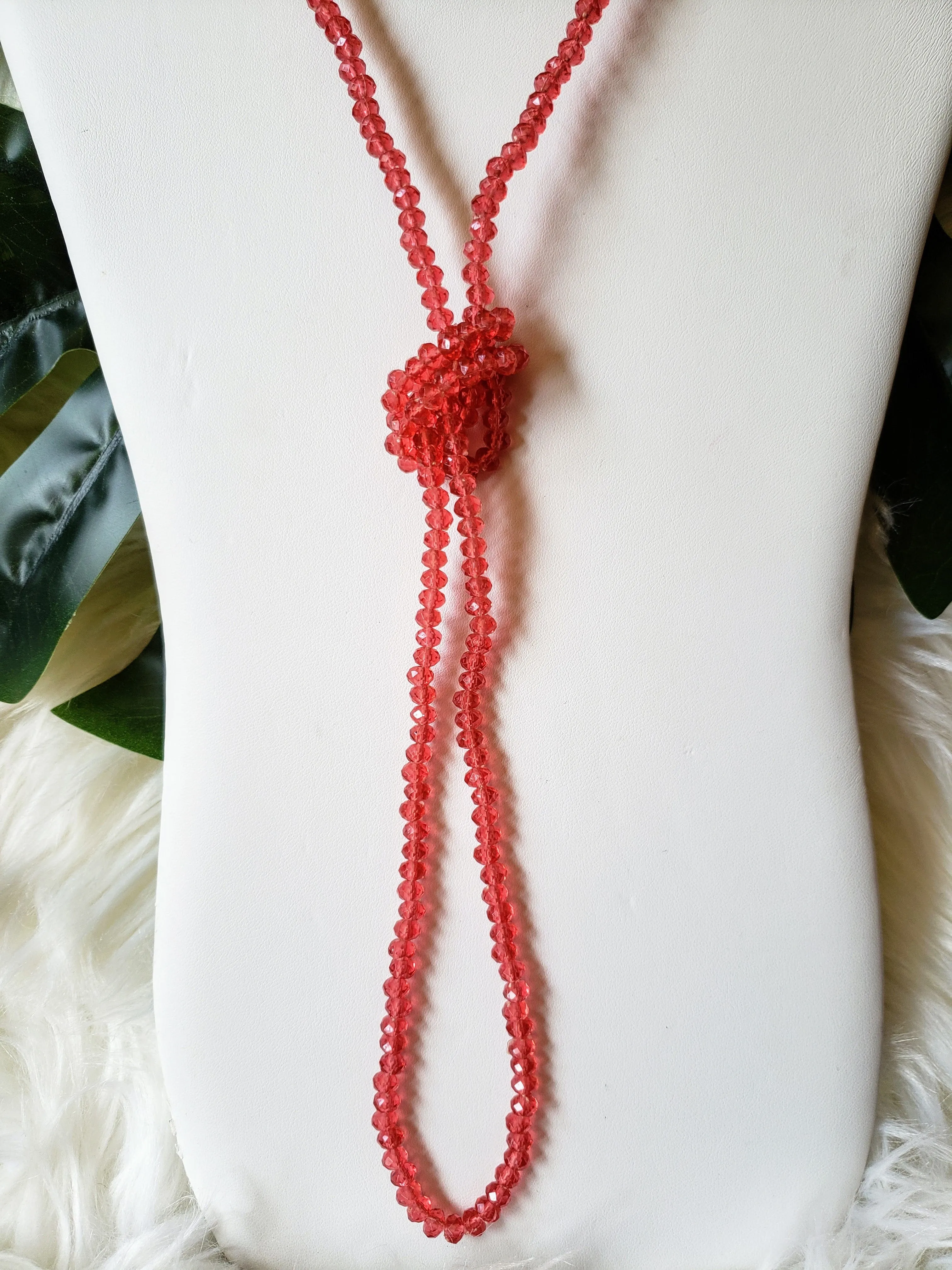 Vintage - Red Beaded Necklace
