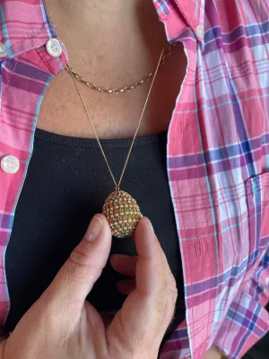 Vintage Sparkling Pink Easter Egg Necklace