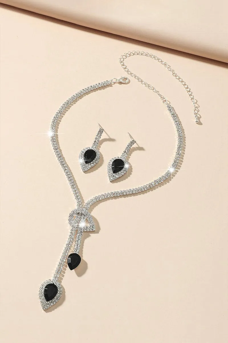 Vintage Teardrop Gemstone Necklace And Earrings Set
