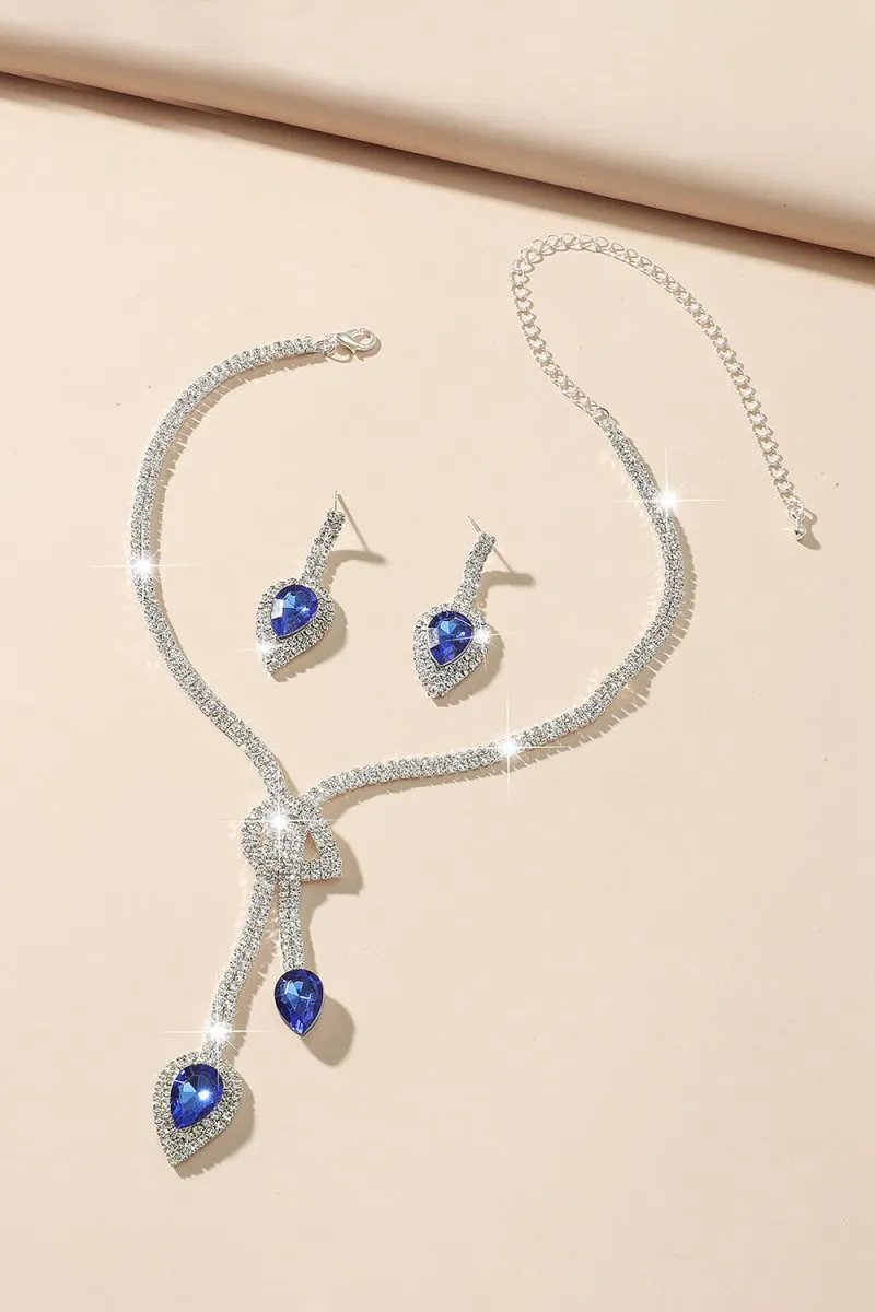 Vintage Teardrop Gemstone Necklace And Earrings Set