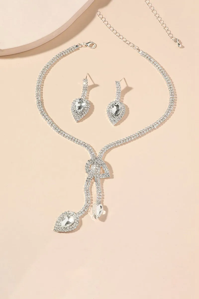 Vintage Teardrop Gemstone Necklace And Earrings Set