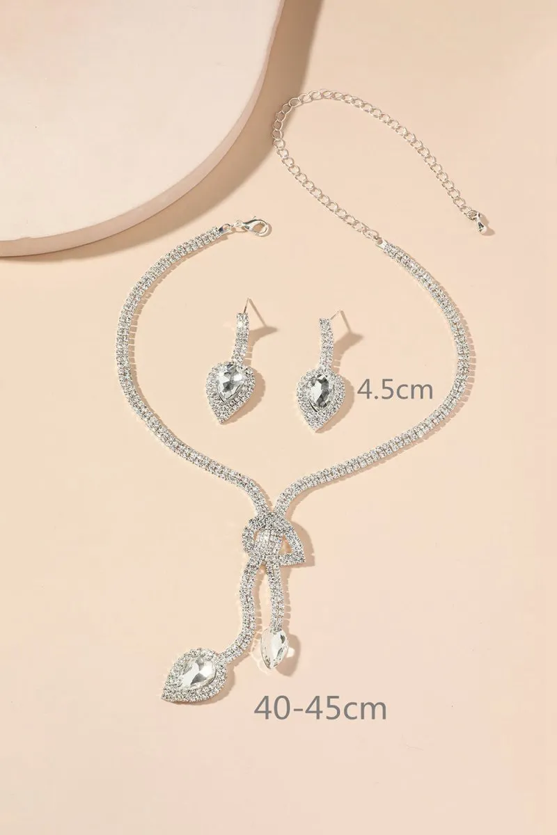 Vintage Teardrop Gemstone Necklace And Earrings Set