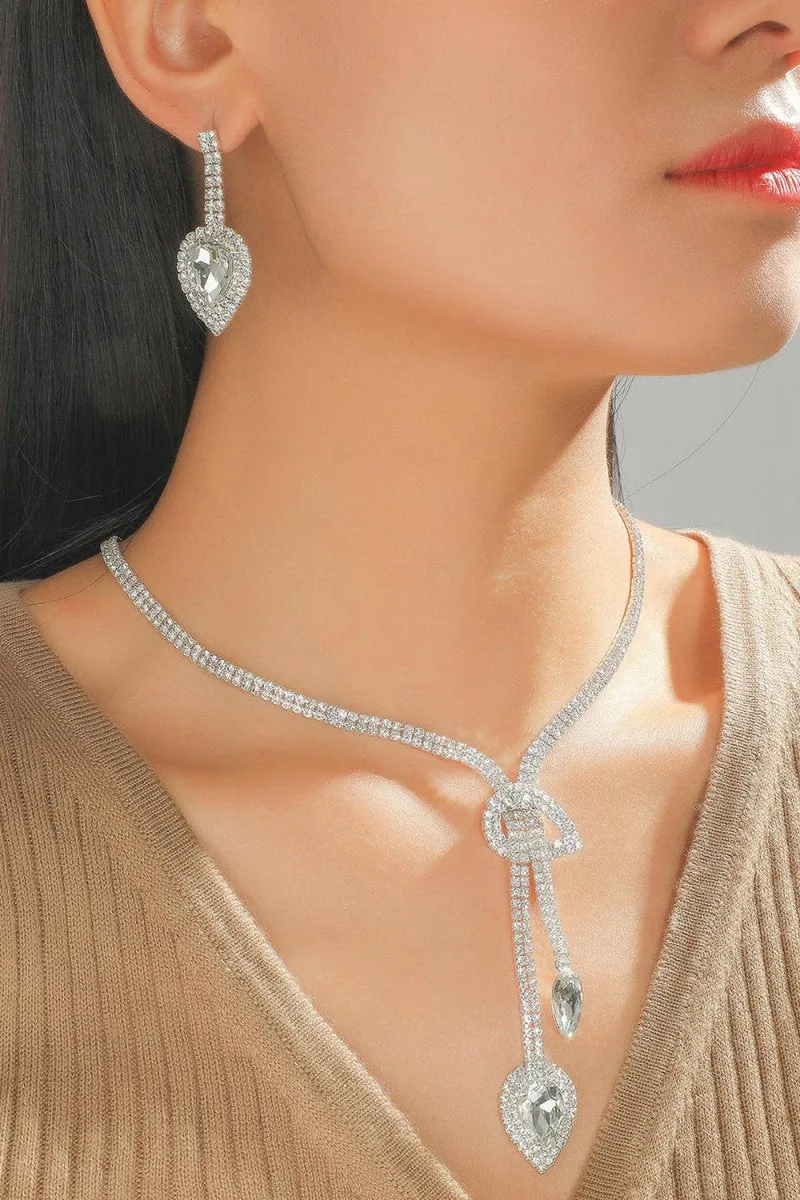 Vintage Teardrop Gemstone Necklace And Earrings Set