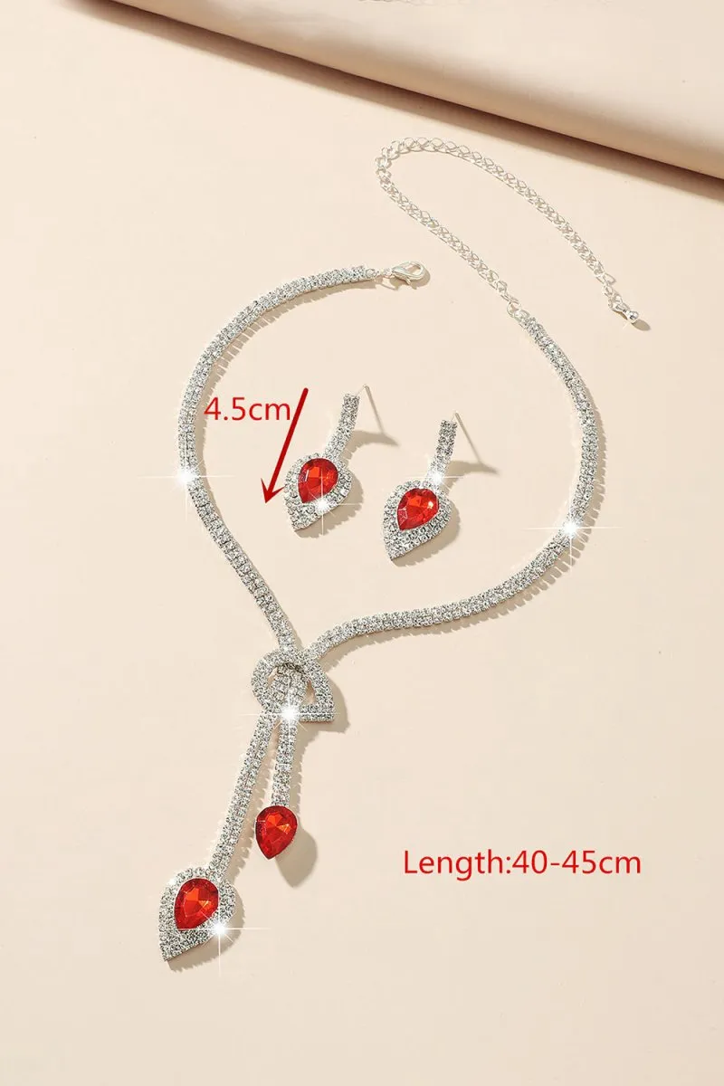 Vintage Teardrop Gemstone Necklace And Earrings Set