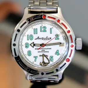 VOSTOK Sea Captain Amphibian Automatic Watch 200M Date Indicator Wristwatch
