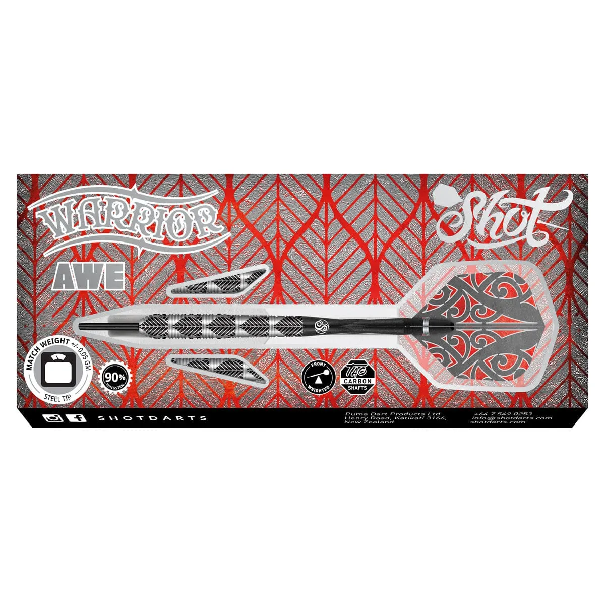 Warrior Awe Steel Tip Dart Set-90% Tungsten Barrels