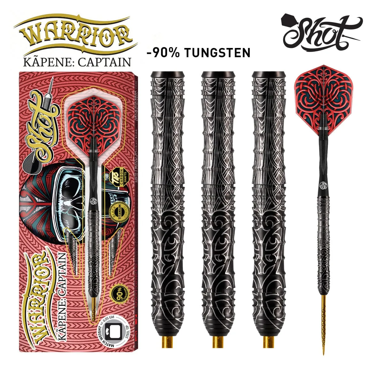 Warrior Kapene Steel Tip Dart Set-90% Tungsten Barrels