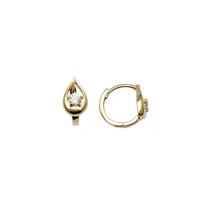 Water Drop CZ Huggie Earring (14K)