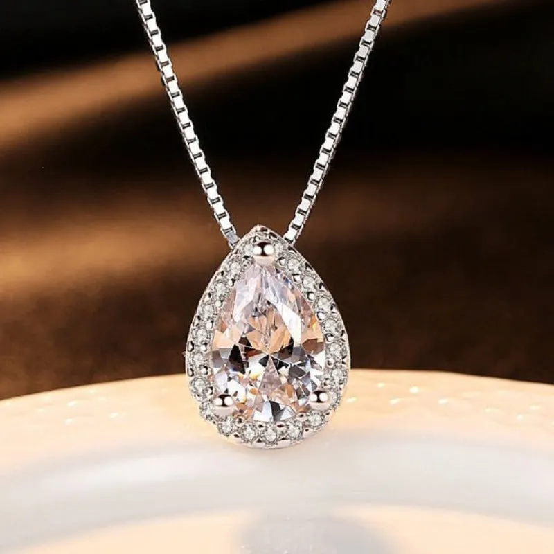 Water Drop Pendant Necklace For Women Wedding Jewelry