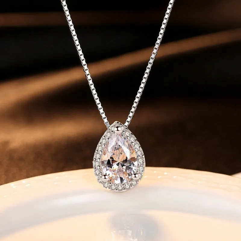 Water Drop Pendant Necklace For Women Wedding Jewelry