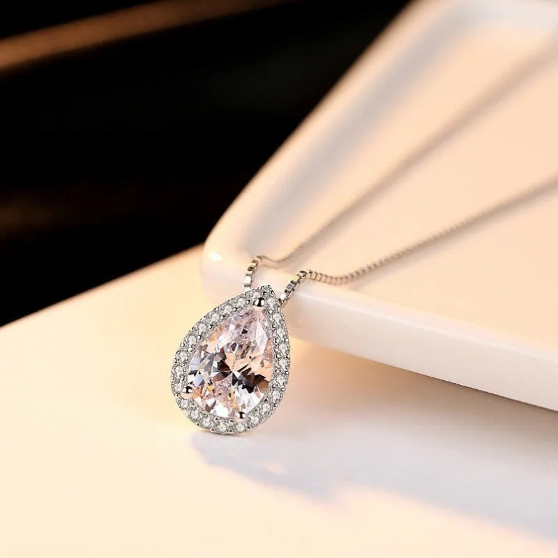 Water Drop Pendant Necklace For Women Wedding Jewelry
