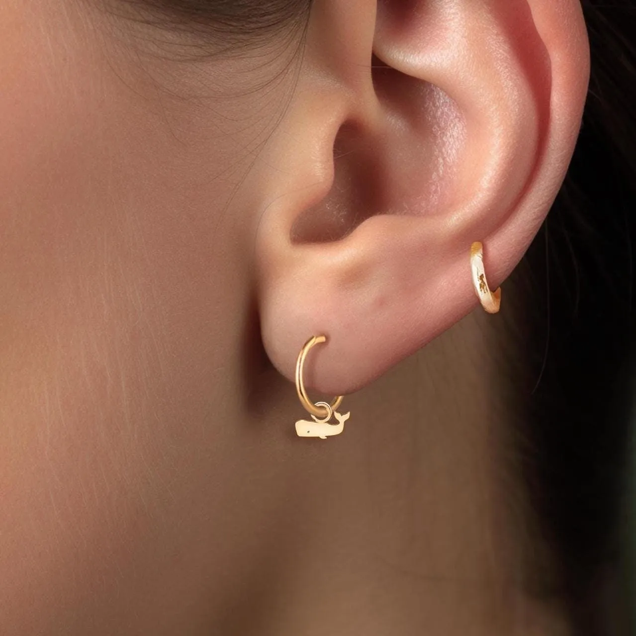 Whale Huggie Hoops