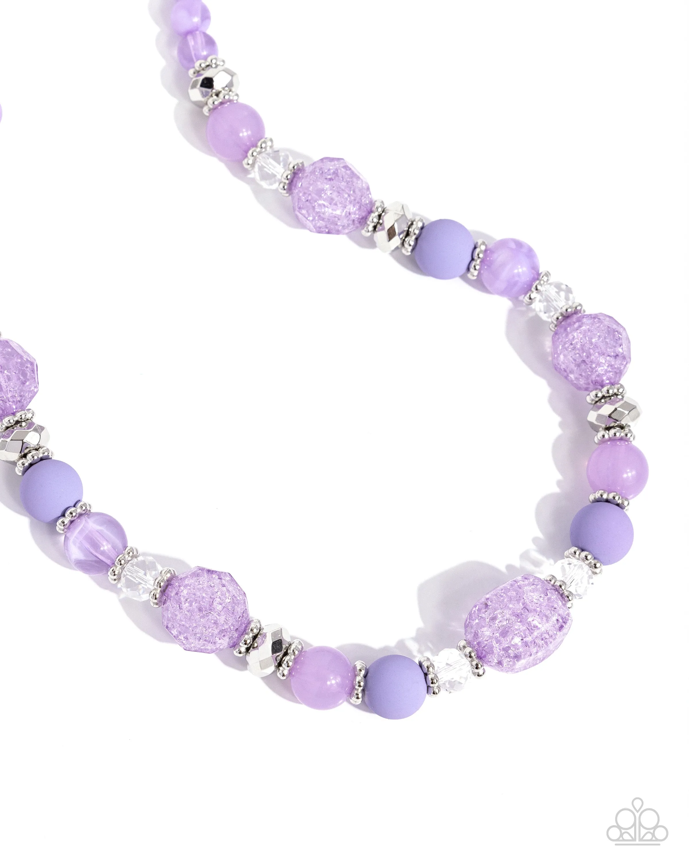 Whimsical Wager - Purple - Faceted and Floral Bead Paparazzi Short Necklace