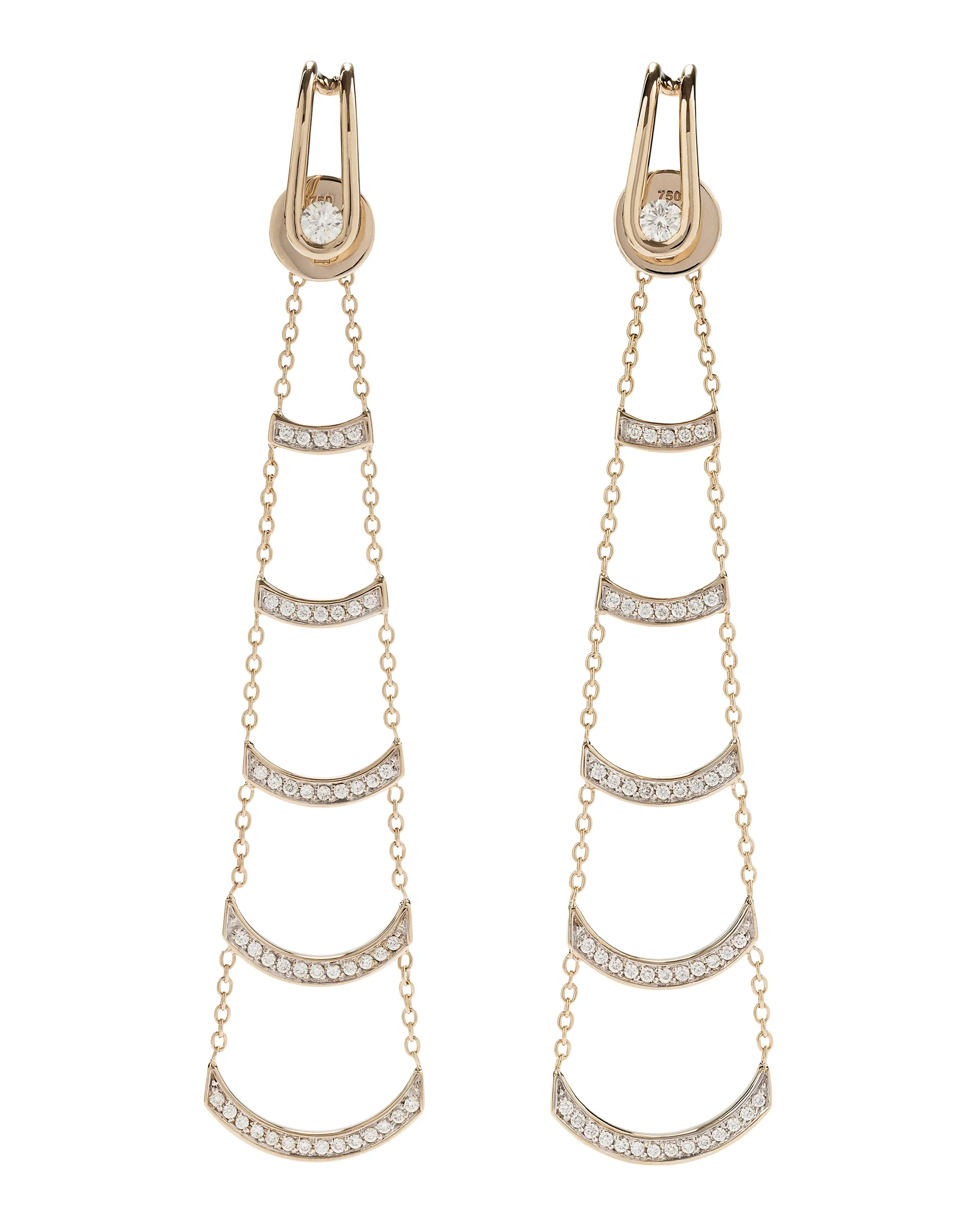 White Diamond Ladder Earrings in 18k White Gold